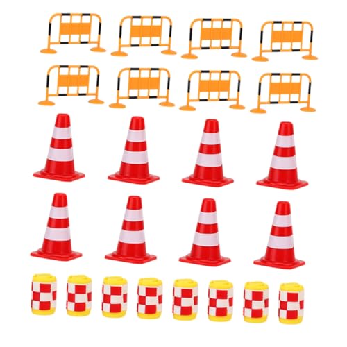 ERINGOGO 24 Stück Teiliges Verkehrsschilder aus Hochwertigem mit Realistischen Farben und Straßenbarrieren für Kognitives Lernen und Kreatives Rollenspiel für Mädchen und Jungen von ERINGOGO