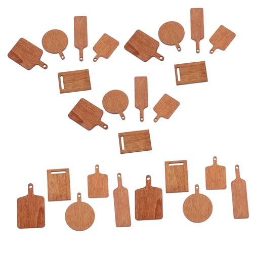 ERINGOGO 25 Stück Miniaturfutter Und Mit Hackingplatine Puppenhaus-küchenmodell Dekoratives Schneidebrett Mini-holzschneidebrett Miniatur-puppenhauszubehör Hölzern Light Brown von ERINGOGO