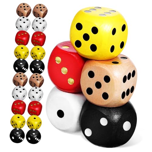 ERINGOGO 25 Stück Teiliges Bunte Holzwürfel Spielwürfel für Brettspiele Party Trinkspiele Vielseitig Einsetzbar für Familie und Freunde von ERINGOGO