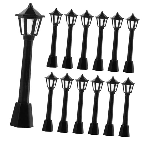 ERINGOGO 25 Stück Teiliges Miniatur straßenlaternen Flachem Boden Dekorative Mini Haus Lichter Stabile Kunststoff Modelle für Puppenhaus Mini Garten und Sandtisch Landschaftsdeko von ERINGOGO