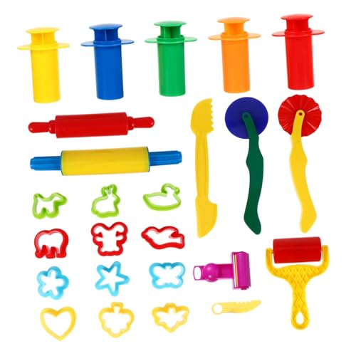 ERINGOGO 25Stücke Teiliges Knete Set für Smart Teigwerkzeuge Kit mit Formen und Zubehör für Kreativität und Spielspaß Vorschule und Kindergarten von ERINGOGO