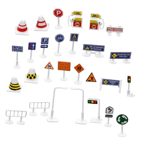 ERINGOGO 28 Stück Teiliges Verkehrsschilder Spielset für Realistisches Verkehrszeichen Modell Pädagogisches DIY Verkehrsschild zur Verkehrssicherheit und Kreativem Kompakt und Praktisch von ERINGOGO