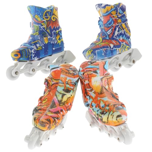 ERINGOGO 2Paare Fingerschlittschuhspielzeug Fingerskate Schuhe Lernspielzeug Für Fördert Fingerkoordination Und Stressabbau Handgefertigte Langlebige von ERINGOGO