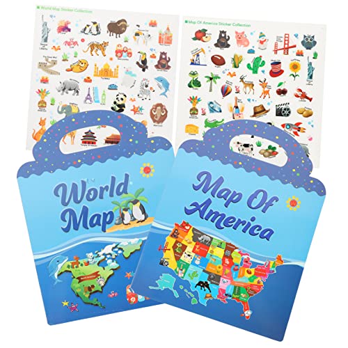 ERINGOGO 2Sätze Wiederverwendbare Aufkleberbuch für Szenen Stickerbuch mit Weltkarte und Karte Lernspielzeug für Jungen und Kreative DIY Aufkleber für Zuhause ERINGOGO 2Sätze Wiederverwendbare Aufkleberbuch für Szenen Stickerbuch mit Weltkarte und Karte Lernspielzeug für Jungen und Kreative DIY Aufkleber für Zuhause von ERINGOGO