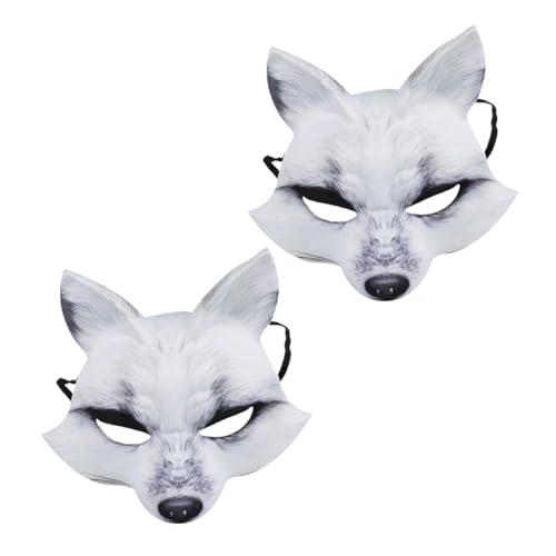 ERINGOGO 2St Halloween-Maske Fuchs-Gesichtsmaske Kostümmasken Fuchskostüm Maske Masken-Cosplay Maskerade Masken Maskierte Maske Cosplay-Maske japanische Fuchsmaske Karneval Fuchs Maske Weiß von ERINGOGO