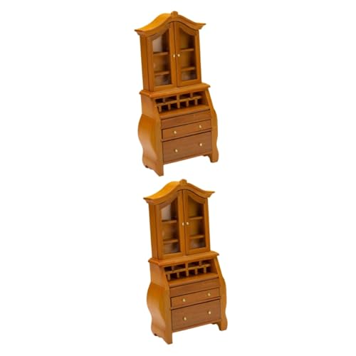 ERINGOGO 2St Mini-Puppenhaus Bücherregale Modelle Puppenhaus-Miniatur-Bücherregal puppenhaus dekor für Kinder hölzern Holzschrank vertikaler Schrank schmücken Möbel von ERINGOGO