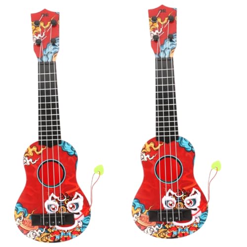 ERINGOGO 2St Ukulele für Kinder Modelle Gitarre Ukulele-Modell für Kleinkinder Ukulele für anfänger Ukulele für die Schule Musik Spielzeug Saiteninstrument Plastik rot von ERINGOGO