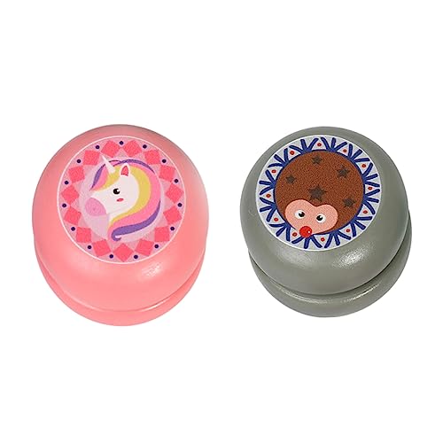 ERINGOGO 2stücke Holz-yo-yo Spielzeuge Mit Niedlichem Cartoon-tierdesign Ball Spielzeug Für Jungen Und Mädchen Stachelschwein Einhorn Muster Pädagogisches Spielzeug Für Kreativität von ERINGOGO