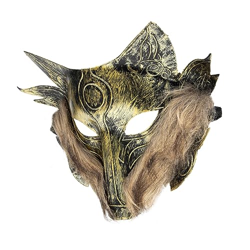 ERINGOGO 2St pelzige Wolfsmaske Wolf-Cosplay-Masken Schädelmaske Wolf-Design-Maske einzigartige Maske Halloween costume halloween kleidung Tiere Maske Halloween-Maske Plastik Golden von ERINGOGO