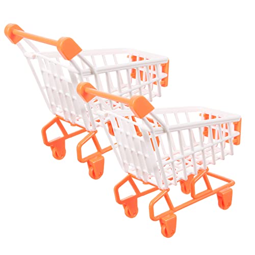 ERINGOGO 2Stücke Einkaufswagen Für Einkaufswagen Für Kleinkinder Rollenspielzeug Für Puppenhaus Und Kaufladen Für Jungen Und Orangefarbenes Design von ERINGOGO