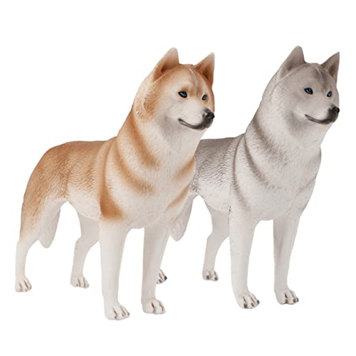 ERINGOGO 2Stücke Gefälschte Husky Hundemodelle Dekorative Desktop Dekoration Realistische Hundeornamente Simulierter Husky Als Haustier Dekoration Perfektes von ERINGOGO