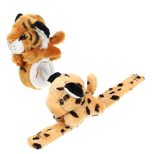 ERINGOGO 2Stücke Plüsch Tier Slap Armbänder Tiermuster Klopfende Bänder für Weiche Langlebige Handgelenk Spielzeuge für Geburtstage und Spielzeiten von ERINGOGO