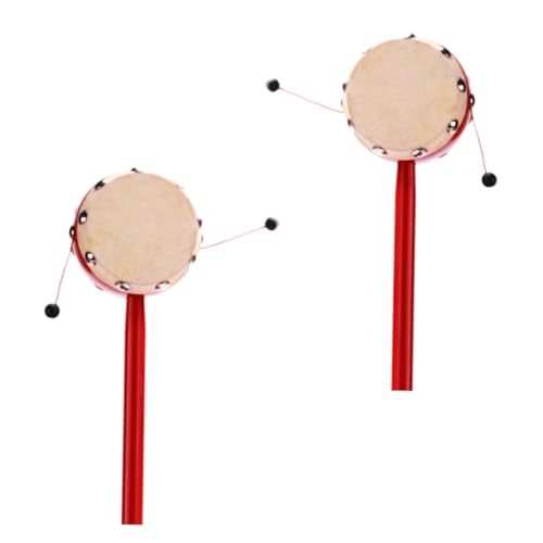 ERINGOGO 2Stücke Schaffell Rasseltrommel Mit Holzgriff Traditionelles Chinesisches Für Kleinkinder Frühpädagogisches Musikinstrument Hörfähigkeit von ERINGOGO