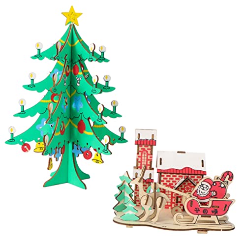ERINGOGO 2st 3D-Stereo-Weihnachtsbaum-Modell-Puzzle Rätsel Puzzles Aus Holz Holzpuzzle Für Jungen Weihnachten Hölzern Kind Spielzeug von ERINGOGO