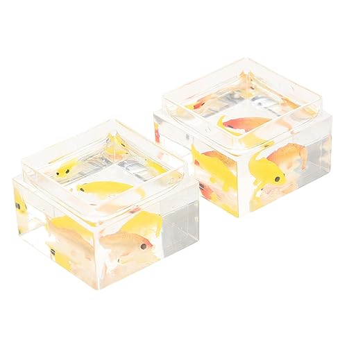 ERINGOGO 2 Stück Miniatur-aquarien Spielzeug 1:12 Puppenhaus Aquarium Requisiten Mini-hausdekoration Fischschalen Für Die Inneneinrichtung von ERINGOGO