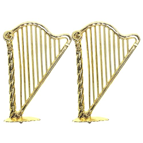 ERINGOGO 2st Mini-Harfe Musikinstrument Harfe Klassische Harfe Mini-Sachen Musikinstrumentenmodell Mini-Instrumente Kleine Musikinstrumente Miniatur-harfennachbildung Golden Plastik von ERINGOGO