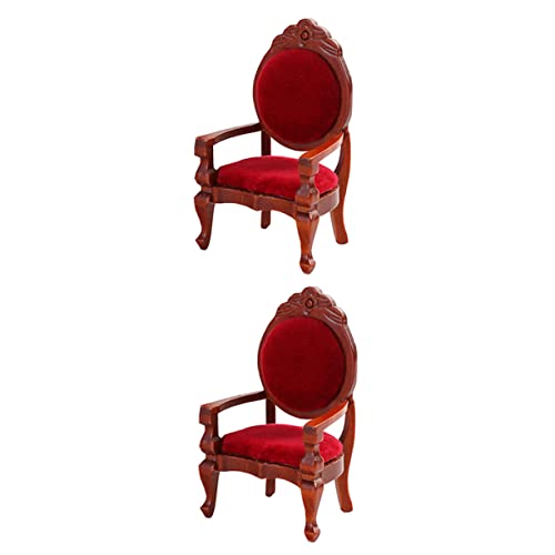 ERINGOGO 2 Stücke Mini Stuhl Rot Modell Sessel Leichte Rote Holz Spielzeug Möbel Für Jungen Und Mädchen von ERINGOGO