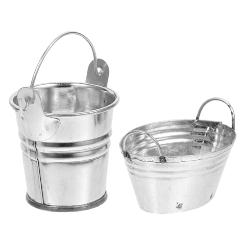 ERINGOGO Realistische Miniatur Eimer Set 2pcs Zinn Eimer Für Puppenhaus Spielen Mini Zubehör von ERINGOGO