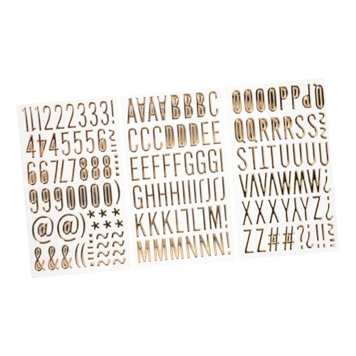 ERINGOGO 3 Bögen Goldene 3D Aufkleber Mit Buchstaben Zahlen Und Symbolen Für DIY Scrapbooking Elegante Blasen Alphabet Aufkleber Für Kunstprojekte Kleine Goldene Initialen Aufkleber Zum von ERINGOGO