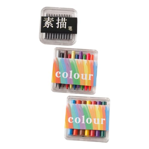 ERINGOGO 3 Kartons Puppenhaus-Kunstwerkzeuge Mini -Regenbogenstifte Simulation Skizze Bleistift Kleine Buntstifte Kleine Wachsmalstifte kleine Buntstiftmodelle Buntstifte Modell Acryl von ERINGOGO