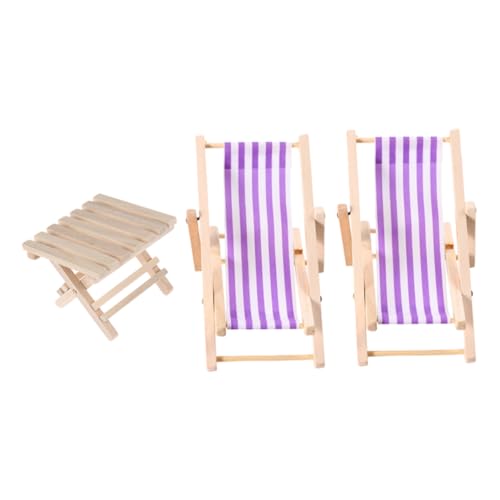 ERINGOGO 3 Miniatur Puppenhaus Strandstuhl Teilig Klappbare Liegestühle und Faltbarer Tisch aus Holz mit Stoffbezug Leichte Miniaturmöbel für Puppenhaus Dekoration Handliches ERINGOGO 3 Miniatur Puppenhaus Strandstuhl Teilig Klappbare Liegestühle und Faltbarer Tisch aus Holz mit Stoffbezug Leichte Miniaturmöbel für Puppenhaus Dekoration Handliches von ERINGOGO