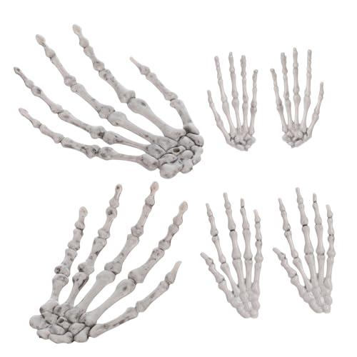 ERINGOGO 3 Paare Halloween Skelett Hand Ornament Langlebige Gruselige Knochen Deko Realistische Spukhaus Requisite für Party Verschiedene Nr für Haunted House und Halloween Dekoration von ERINGOGO