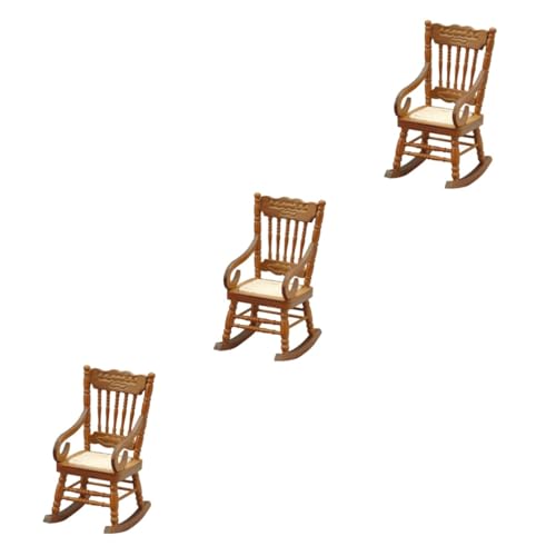 ERINGOGO 3 STK Mini-Sessel Schaukelpferd Figur Holz Pferde Schaukelstuhl aus Holz Schaukelstühle Möbel entzückender Puppenhausstuhl Dolly- -Stuhl Jahrgang Kleiner Stuhl Ornamente Modell von ERINGOGO