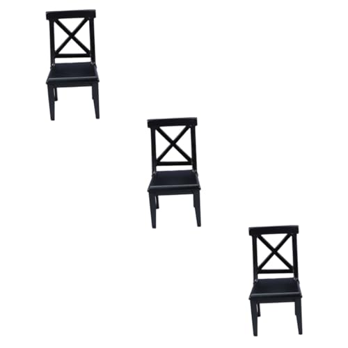 ERINGOGO 3 STK Mini-Stuhl Heimsachen Mikrolandschaftsornament Modelle stühle Modell Holzstuhl Mini-Holzstuhl Puppenhaus Ornamente Kunsthandwerk schmücken Mikroszene Dekorationen hölzern von ERINGOGO
