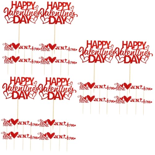ERINGOGO 3 Sätze Kucheneinsätze Zum Valentinstag Birthday Cake Decoration Birthday Cake Topper Party Cupcake-dekoration Zum Geburtstag Kuchen Pick Dekore Papier Rot 50 Stück * 3 von ERINGOGO