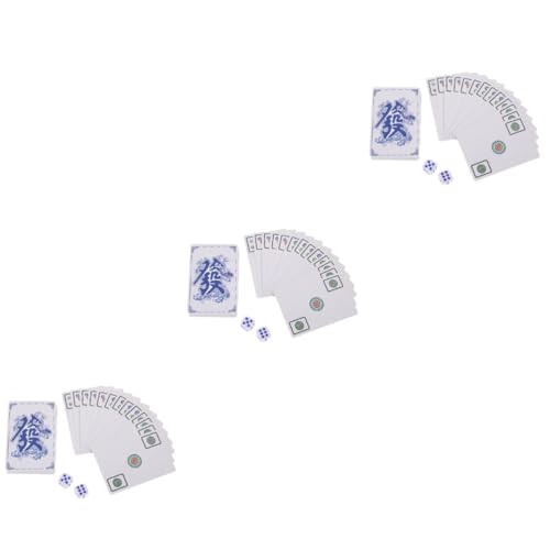 ERINGOGO 3 Sätze Mahjong-Poker Mahjong-Kartenspielzeug Zubehör für Mahjong-Karten Spielzeuge tragbares Mahjong-Karten-Kit Party-Mahjong-Kartenset Mini Spiel Requisiten Schachbrett Reisen von ERINGOGO
