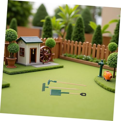 ERINGOGO 3 Sätze Maßstab Mini Gartengeräte mit Schaufel Rechen und Hacke Portable Miniatur Werkzeuge für Puppenhaus Sukkulenten DIY Gartendekoration von ERINGOGO
