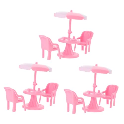 ERINGOGO 3 Sätze Mini-stuhlschirm Spielhaus Schmücken Rosa Spielzeug Requisiten Für Simulationstische Puppe Spielzeug Mini-strandkorb Miniaturdekoration Mädchen Herz Zubehör Weiß Abs von ERINGOGO