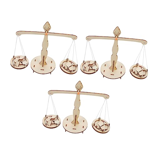 ERINGOGO 3 Sätze Pädagogisches Balance Mathe Spiel Kits Mathematik Lehrwaage Wissenschaft Lernset DIY Mathematik Waage Kreative Waage Hebel Holz von ERINGOGO