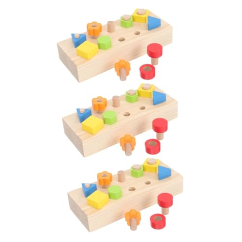 ERINGOGO Holzpuzzle 3 Sätze Schraube Spielzeug Kleinkindpuzzles aus Holz Lernspielzeug für den Vorschulalter Spielzeug für Kleinkinder Rätsel Kinderspielzeug Schraubenspielzeug Mutter von ERINGOGO