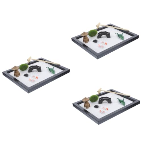 ERINGOGO 3 Sätze Simulations-Sandtisch Japanisches Dekor chinesische Dekorationen Bürodekoration Terrarium-Kit Ornament Schmuck Zen-Garten für den Schreibtisch Glas Modell von ERINGOGO