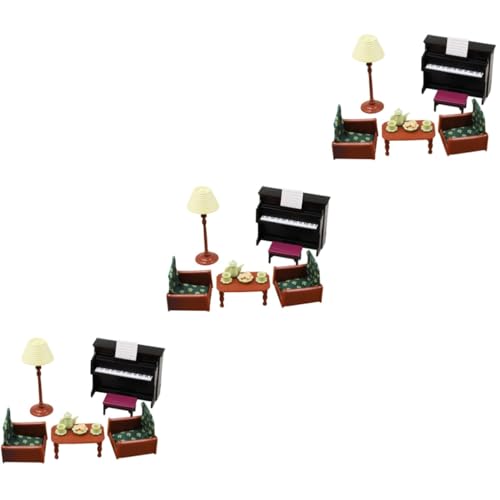 ERINGOGO 3 Sätze Sofa Klavier Teese rvice Miniature House miniaturhaus Kinderspielzeug Mikro-Gartenmöbel Puppenhaus aus Holz Kindercouch landschaftsbau Mini dekor Miniaturmodell von ERINGOGO