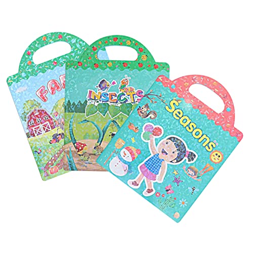 ERINGOGO Bezauberndes Stickerbuch-Set Für Kinder 3 Packungen Mit Wiederverwendbaren Stickern Für Jungen Und Mädchen Unterhaltsame Und Lehrreiche Aktivität von ERINGOGO
