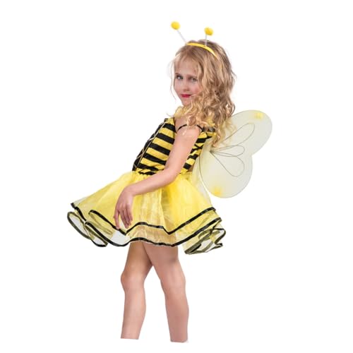 ERINGOGO 3 Stk Halloweenkostüm Bienenkostüm Halloween-cosplay-kostüm Kit Mit Stirnband Und Rockflügeln Halloween-party-outfits Kleider Kleidung Suite Kind von ERINGOGO
