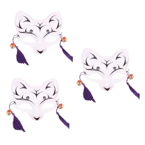 ERINGOGO 3 Stk Maskerade-Maske maskerade auge Fuchs japanisch Party halloween masken halloweenmaske Kleider kleidung Cosplay-Maske katze gesichtsmaske Erdfarben bilden die Klingel Zubehör von ERINGOGO