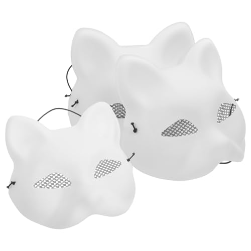 ERINGOGO 3stücke Unbemalte Fuchsmaske Aus Tiermasken Für Kostümpartys Handbemalbar Maske Für Halloween Und Maskeraden Unvollendete Kunstmaske Für Kreative Projekte von ERINGOGO
