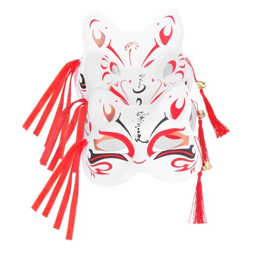 ERINGOGO 3 Stück Halbgesicht Katzenmaske Japanische Cosplay Maske für Maskerade und Halloween Wiederverwendbar und Dekorativ für Erwachsene Geeignet von ERINGOGO