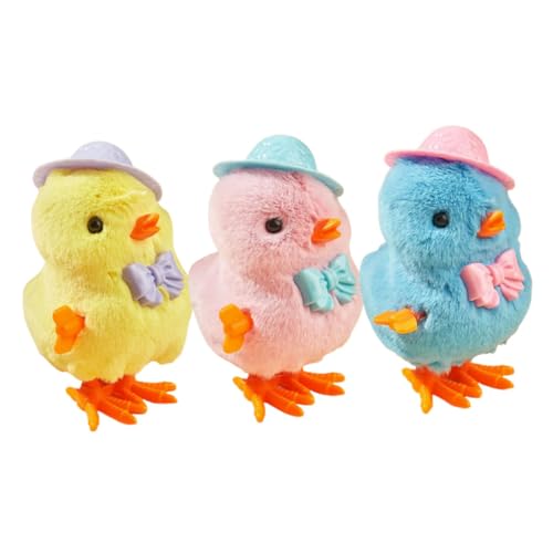 ERINGOGO 3 Stück Küken Flauschige Küken Huhn Aufziehen Kükenspielzeug Zum Aufziehen Osterkorbfüller Küken Aufziehen Hühnerspielzeug Huhn Osterküken Plüsch von ERINGOGO