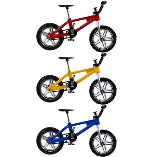 ERINGOGO 3 Stücke Kleiner Finger Mountainbike Modell Spielzeug Kleiner Legierung Fahrrad für Kinder und Erwachsene Tragbares Fingerbike Zubehör für Fingertraining und Spaß von ERINGOGO