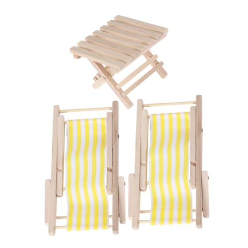 ERINGOGO 3 Stück Mini-Möbelmodell Mini-Strandkorb Puppenhaus Faltbarer Strandkorb für spielzeuge für Miniatur-Strandtischmodell Miniaturstuhl für Puppenhaus Stoff von ERINGOGO