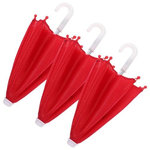 ERINGOGO 3 Stück Mini-Puppenschirm mini Regenschirm Puppen Accessoires Dekoration für Puppen Puppenregenschirm Bausatz Miniatur Mini-Modelle Puppe Reisen Spiel Edelstahl rot von ERINGOGO