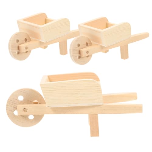 ERINGOGO 3stücke Miniatur Holz Schubkarren Puppenhaus Dekoration Garten Zubehör Mini Holzfahrzeuge Für Spielzeug Und Fotografie Für Kinderzimmer Und Mikro-landschaften von ERINGOGO