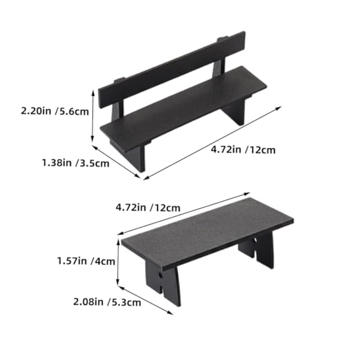 ERINGOGO 3 Stück Miniaturmöbel Dekor Puppenhaus Zubehör Puppenhaus Möbel Tisch Und Stühle Möbel Zubehör Doppelstuhl Modell Mini Gartenstuhl Mini Stuhl Pla Schwarz von ERINGOGO