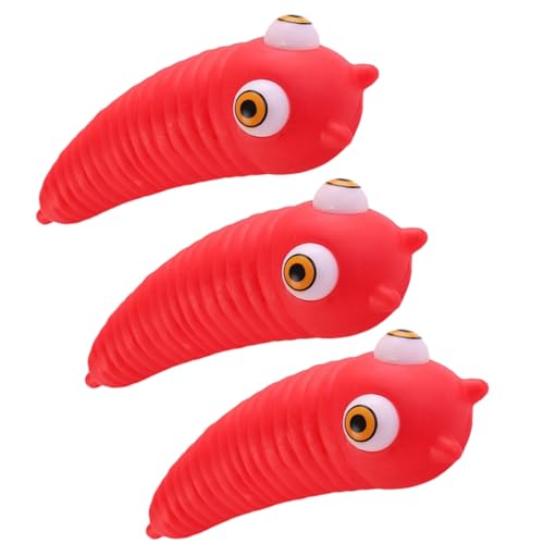 ERINGOGO 3 Stück Prise Musik Zappeln Raupe Rot PVC von ERINGOGO