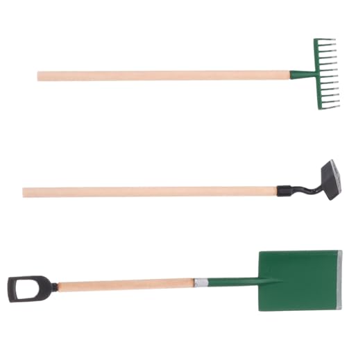 ERINGOGO 3 Stück Puppenhaus Gartenwerkzeuge Schaufel Harke Hacke aus Robustem Material für Kindgerechtes und Kreative Gartenarbeit von ERINGOGO