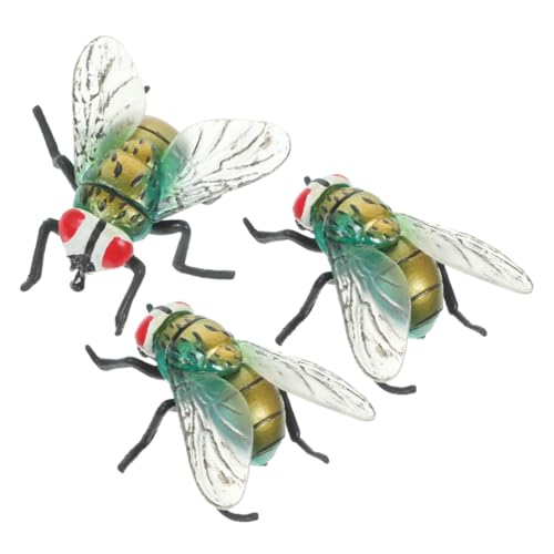 ERINGOGO 3 Stück Realistische Fliegen Modelle aus Kunststoff Detailgetreue Insektenfiguren für Dekoration Lernspielzeug und Fotorequisiten Wetterfeste Farben Tragbar für Party und von ERINGOGO